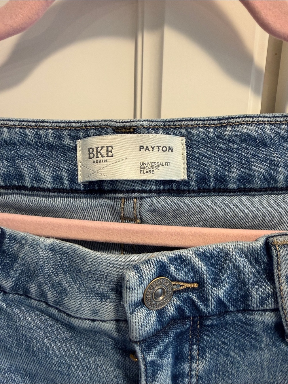 BKE Payton Mid-Rise Flare Jeans in Light Blue Denim